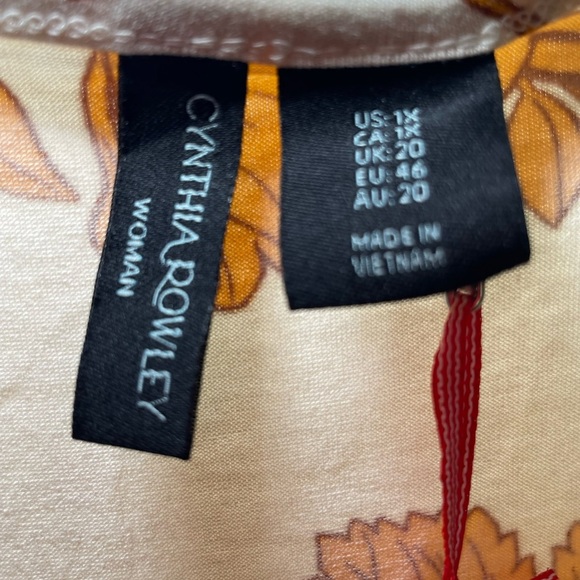 Cynthia Rowley white with yellow floral print sleeveless top sz 1X - Picture 2 of 5